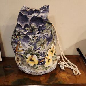 Rare 90' Tommy Bahama Tropical Hawaii Drawstring Tote Bag